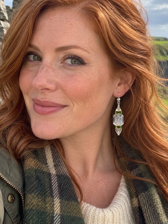 Jewelry - August Birthday 🎂 AB Clear Swarovski Cube and PeridotRhinestone Earrings 2/$22